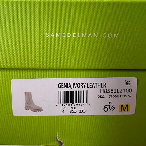 Sam Edelman Genia Leather Chunky Wedge Chelsea Boot Ivory Women's US 6.5M NWB - Picture 12 of 12